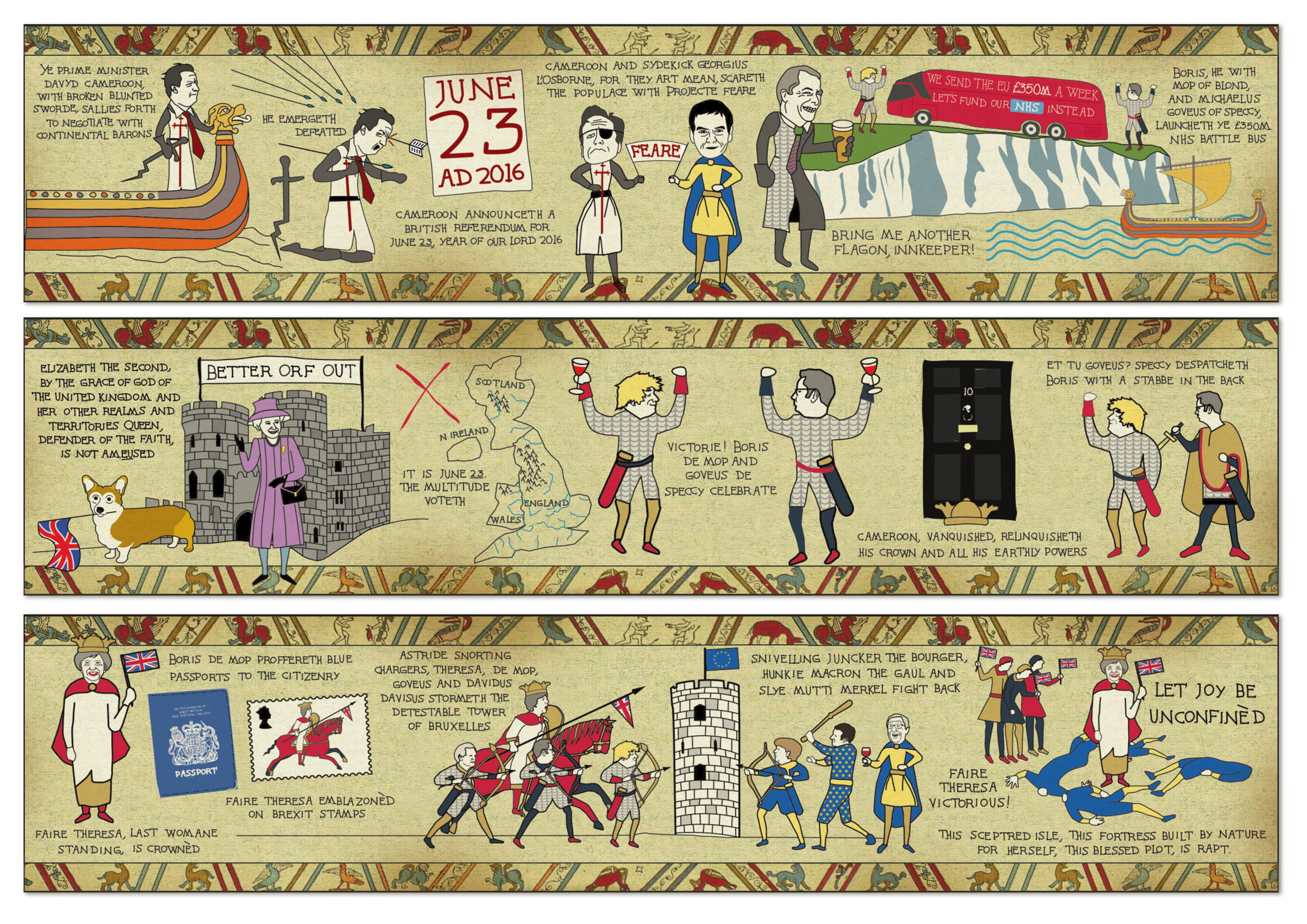 La "Bye-EU Tapestry" proposée par The Sun en janvier 2018 La "Bye-EU Tapestry" proposée par The Sun en janvier 2018