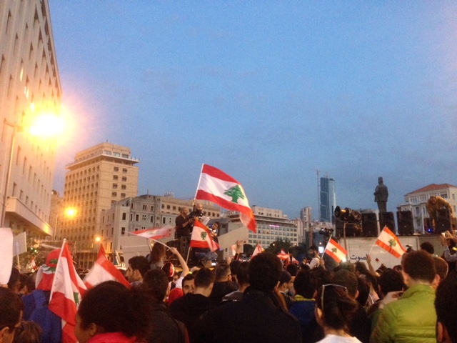 Demonstrators in Beirut streets in 2015