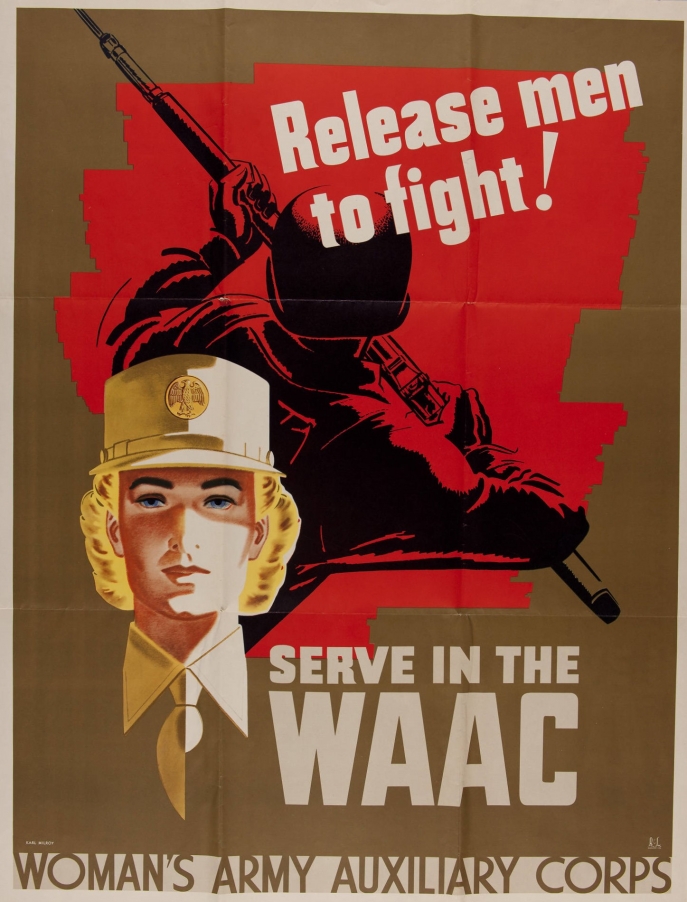 Release Men to Fight ! Serve in the WAAC - Woman's Army Auxiliary Corps (poster, United States, 1942)