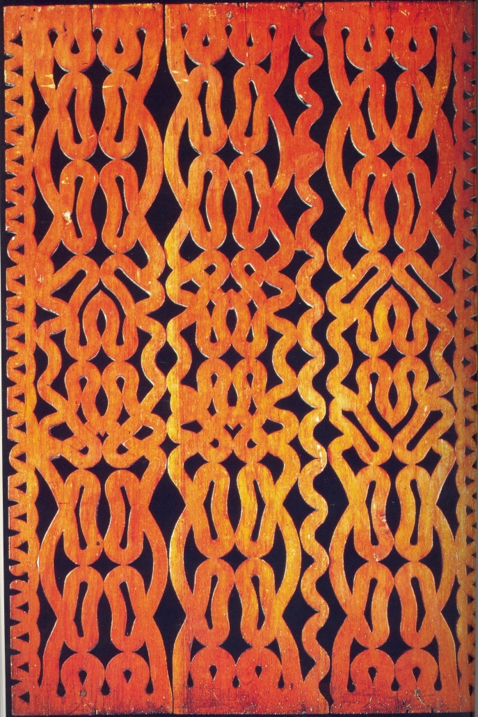 Porte intérieure saamaka sculptée vers 1930 par Heintje Schmidt, Suriname.