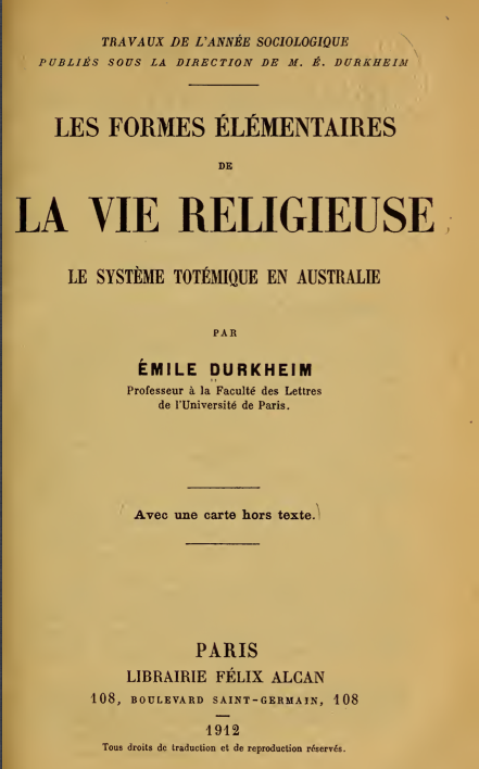 Les Formes élémentaires de la vie religieuse Les Formes élémentaires de la vie religieuse