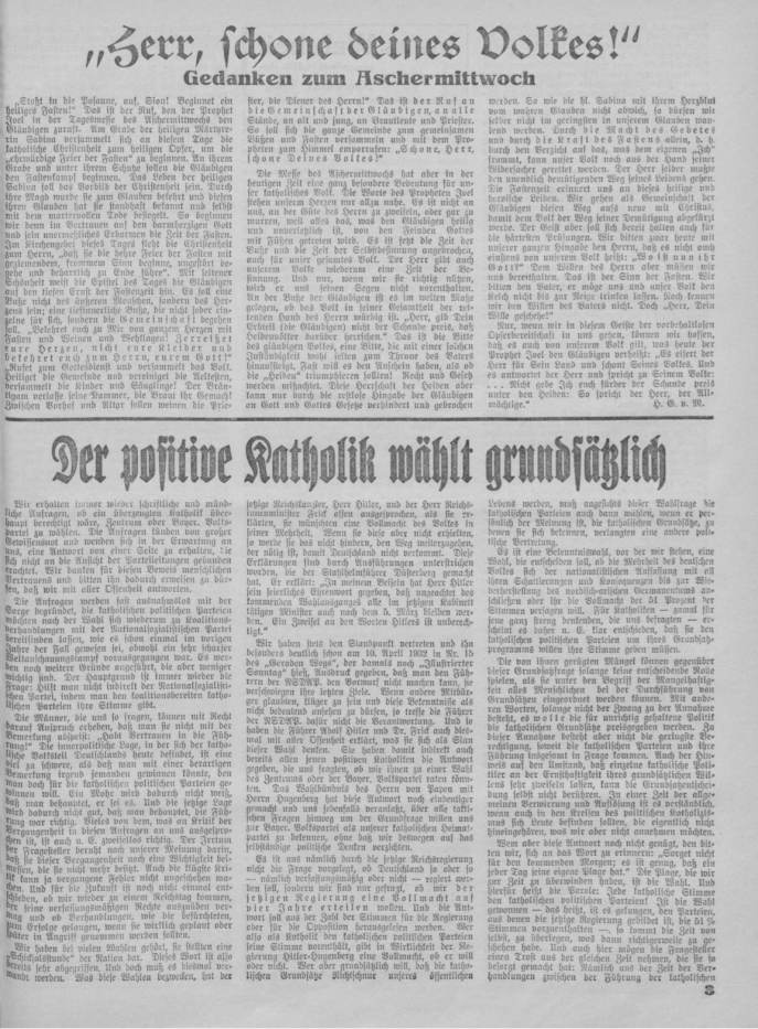 Der gerade Weg (Le droit chemin) : édition du 1er mars 1933 éditorial Der gerade Weg (Le droit chemin) : édition du 1er mars 1933 éditorial