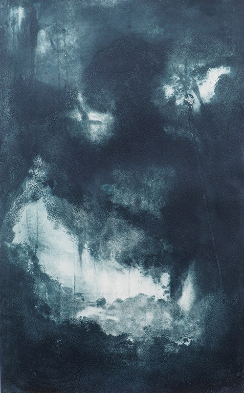 Emmanuel Gatti, Grotte. Gravure, morsure directe sur trame d’aquatinte, 25 ex., 70x100
