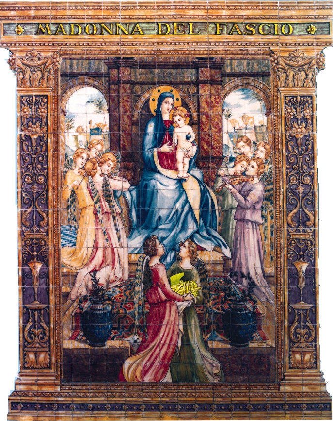 Madonna del fascio tile-work, Predappio 