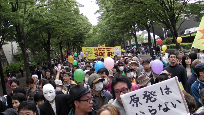 Demonstrators à Tokyo, 2011.