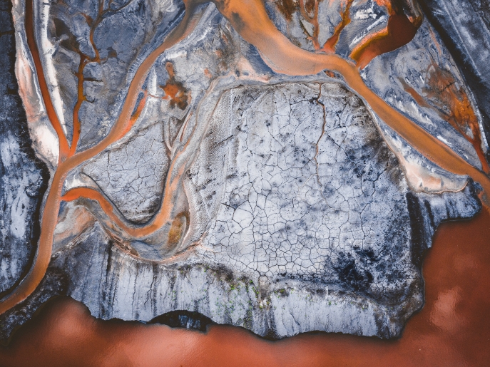 Vue aérienne de fleuve rouille