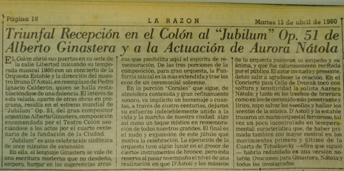 La Razón, 15 avril 1980