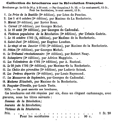 Collection de brochures sur la Révolution française