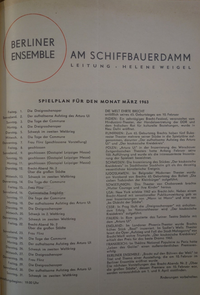  “Die Welt ehrte Brecht“