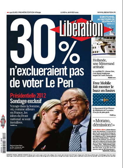 "30 % n'exclueraient pas de voter Le Pen", Libération "30 % n'exclueraient pas de voter Le Pen", Libération