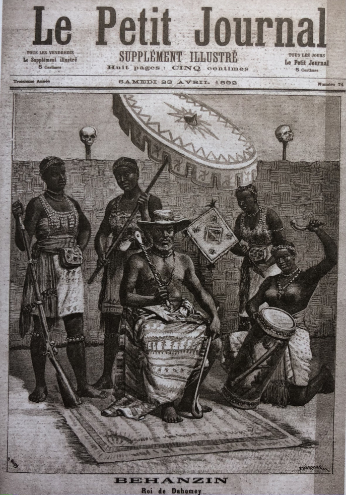 « Béhanzin, Roi du Dahomey », couverture illustrée du Petit Journal, n°74 du 23 avril 1892, collections du musée du quai Branly. 