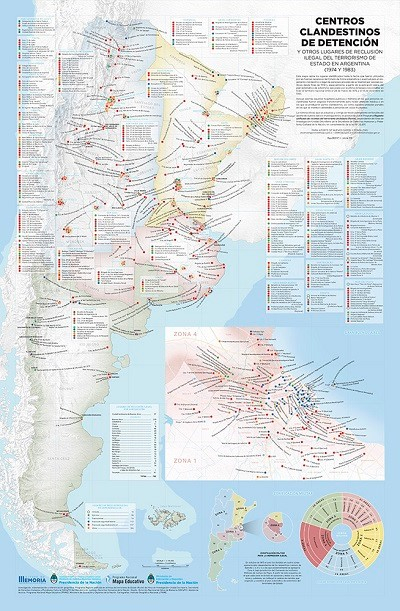 Mapa los centros clandestinos de detención en Argentina. Secretaria de Derechos Humanos. Ministerio de Justicia y Derechos Humanos de la Nación