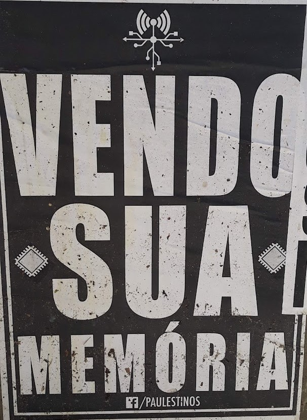 Intervenção do coletivo “Paulestinos” em formato de cartaz colado em via pública, São Paulo, 2019 (“lambe-lambe”)