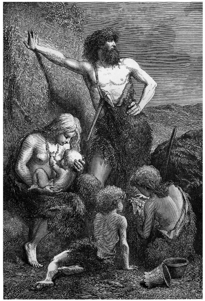 Émile Bayard : « Une famille à l’âge du renne », gravure extraite de L’Homme primitif, de Louis Figuier, Hachette, 1870. Wikisource Émile Bayard : « Une famille à l’âge du renne », gravure extraite de L’Homme primitif, de Louis Figuier, Hachette, 1870. Wikisource