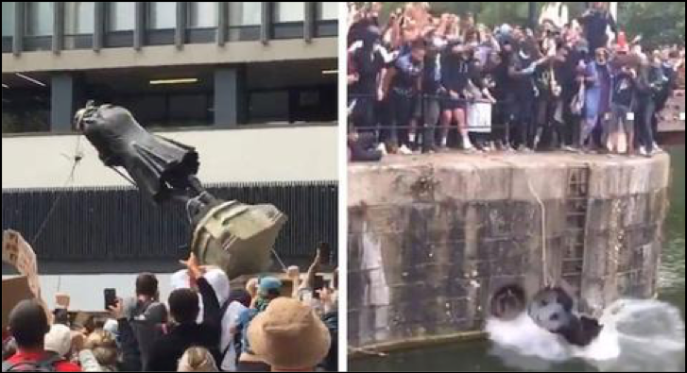 Derrubada da Estátua de Edward Colston, Bristol-Inglaterra (07.06.2020). Fonte: globo.com Derrubada da Estátua de Edward Colston, Bristol-Inglaterra (07.06.2020). Fonte: globo.com