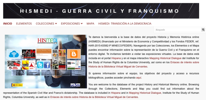 Página de Inicio de la base de datos HISMEDI-GUERRA CIVIL Y FRANQUISMO Página de Inicio de la base de datos HISMEDI-GUERRA CIVIL Y FRANQUISMO
