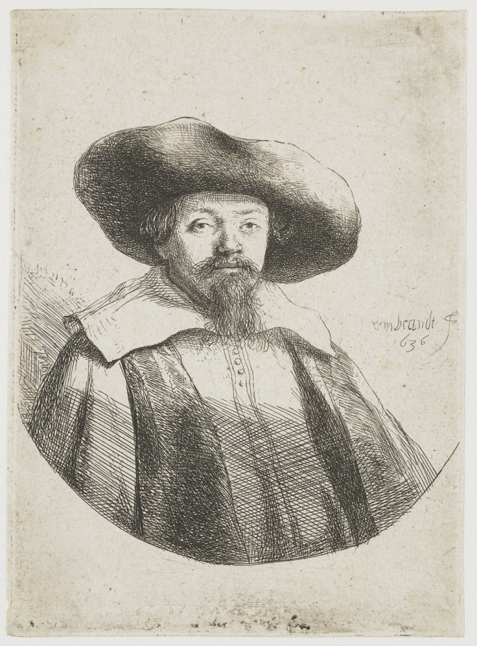 Portrait of Samuel Menasseh ben Israel (1604-1657), etching by Rembrandt.  Wikimedia Commons