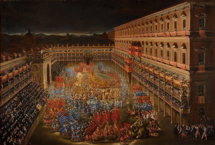 Festivities in honor of Queen Christine of Sweden in Rome, at Palazzo Berberini, February 28, 1656. Filippo Guardi & Filippo Lauri. Wikisource