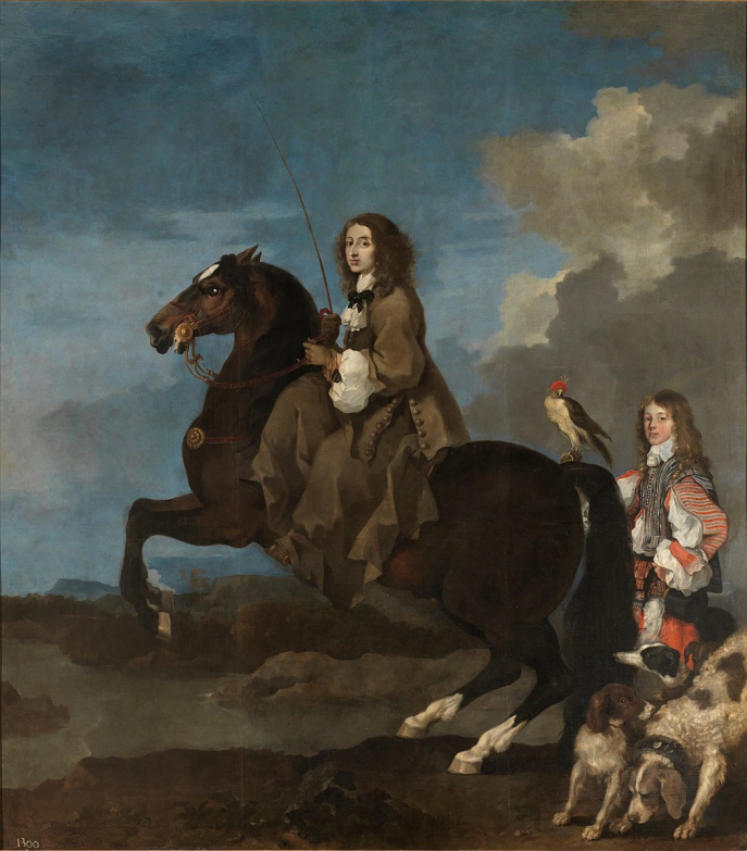 Equestrian portrait of Christine, Queen of Sweden (1626-1689) by Sébastien Bourdon, Prado Museum, Wikisource.
