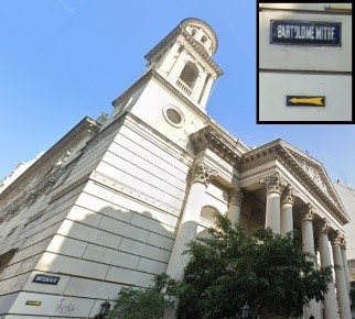 Buenos Aires. Basílica Nuestra Señora de la Piedad y chapa señalizadora de la calle Bartolomé Mitre -en detalle, arriba, a la derecha- (Captura Google Maps, 14-09-2022). Buenos Aires. Basílica Nuestra Señora de la Piedad y chapa señalizadora de la calle Bartolomé Mitre -en detalle, arriba, a la derecha- (Captura Google Maps, 14-09-2022).