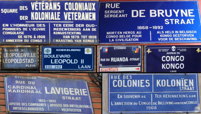 Exemples de plaques liées à la colonisation, photos 2022-2023. © Chantal Kesteloot. Exemples de plaques liées à la colonisation, photos 2022-2023. © Chantal Kesteloot.