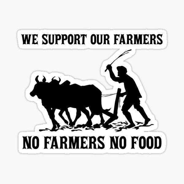 logo exposant un fermier avec son attelage logo exposant un fermier avec son attelage avec le slogant "We support our farmers", "No farmers no food" utilisé par les militants paysans