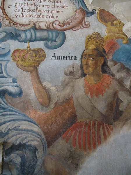 Fresque d’Antonio Martínez de Pocasangre au sanctuaire de Jesús Nazareno de Atotonilco moreceau de fresque murale en couleur