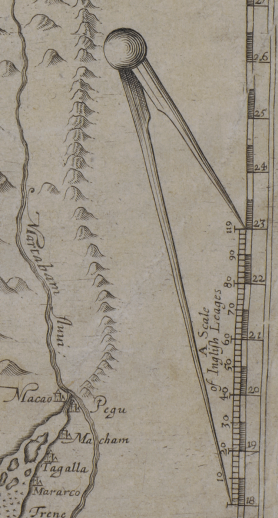 compas sur carte gravure